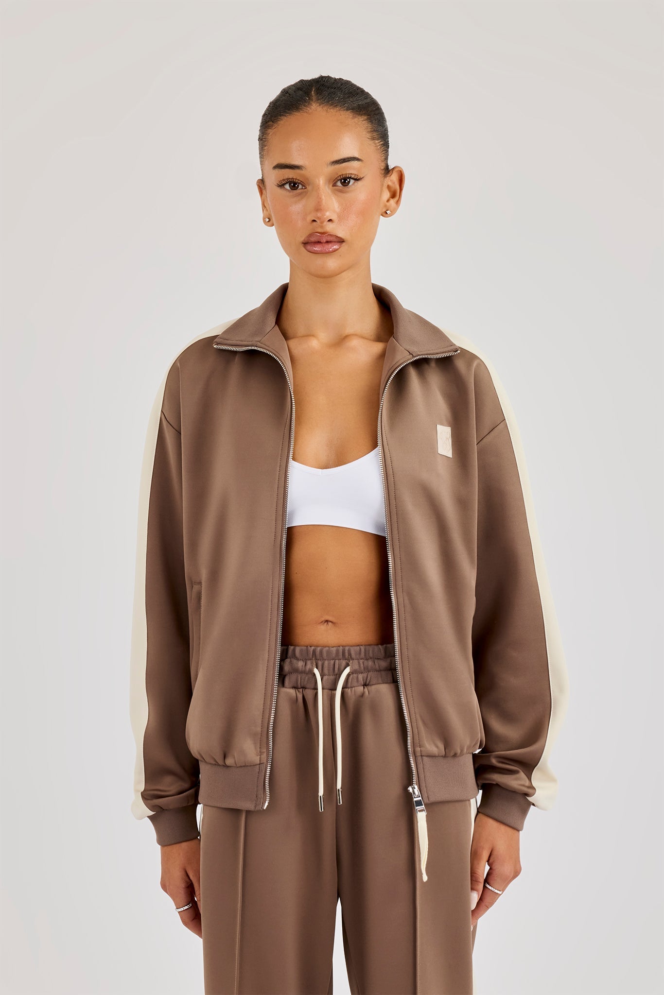 Single Taping Regular Track Jacket - Taupe